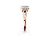 Rose gold Bezel Set Fancy Blue Princess  Cut Solitaire Ring with Tapered Band 2