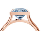 Rose gold Bezel Set Fancy Blue Princess  Cut Solitaire Ring with Tapered Band 4