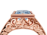 Rose gold Bezel Set Fancy Blue Princess  Diamond Milgrain Pave Engagement Ring_37