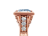 Rose gold Bezel Set Fancy Blue Princess  Diamond Milgrain Pave Engagement Ring_38