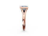 Rose gold Bezel Set Fancy Blue Princess  Solitaire Diamond Ring with Smooth Band 3