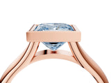 Rose gold Bezel Set Fancy Blue Princess  Solitaire Diamond Ring with Smooth Band 5