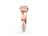 Rose gold Bezel Set Fancy Blue Princess  Solitaire Ring with Wide Band 2