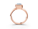 Rose gold Bezel Set Fancy Blue Princess  Solitaire Ring with Wide Band 3
