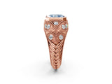 Rose gold Bezel Set Fancy Blue Radiant Cut Diamond Milgrain Band Ring_2