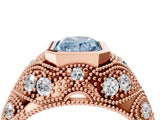 Rose gold Bezel Set Fancy Blue Radiant Cut Diamond Milgrain Band Ring_4