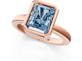 Rose gold Bezel Set Fancy Blue Radiant Cut Solitaire Engagement Ring with Classic Band_1