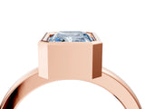 Rose gold Bezel Set Fancy Blue Radiant Cut Solitaire Engagement Ring with Classic Band_4