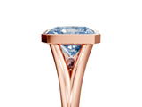Rose gold Bezel Set Fancy Blue Radiant  Cut Solitaire Ring with Tapered Band 1