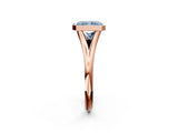 Rose gold Bezel Set Fancy Blue Radiant  Cut Solitaire Ring with Tapered Band 4