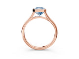 Rose gold Bezel Set Fancy Blue Radiant  Cut Solitaire Ring with Tapered Band 5