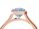 Rose gold Bezel Set Fancy Blue Radiant  Cut Solitaire Ring with Tapered Band