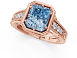Rose gold Bezel Set Fancy Blue Radiant  Diamond Milgrain Pave Engagement Ring_34