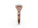 Rose gold Bezel Set Fancy Blue Radiant  Diamond Milgrain Pave Engagement Ring_35