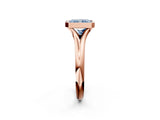 Rose gold Bezel Set Fancy Blue Radiant  Solitaire Diamond Ring with Smooth Band 3