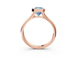 Rose gold Bezel Set Fancy Blue Radiant  Solitaire Diamond Ring with Smooth Band 4
