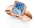 Rose gold Bezel Set Fancy Blue Radiant  Solitaire Ring with Wide Band 2