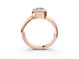 Rose gold Bezel Set Fancy Blue Radiant  Solitaire Ring with Wide Band 4