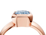 Rose gold Bezel Set Fancy Blue Radiant  Solitaire Ring with Wide Band 5