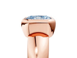 Rose gold Bezel Set Fancy Blue Radiant  Solitaire Ring with Wide Band