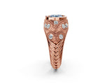 Rose gold Bezel Set Fancy Blue Round Cut Diamond Milgrain Band Ring_2