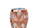 Rose gold Bezel Set Fancy Blue Round Cut Diamond Milgrain Band Ring_5