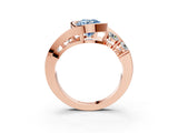 Rose gold Bezel Set Fancy Blue Round Cut Diamond Split Shank Ring_3