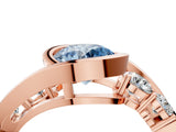 Rose gold Bezel Set Fancy Blue Round Cut Diamond Split Shank Ring_4