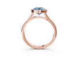 Rose gold Bezel Set Fancy Blue Round  Cut Solitaire Ring with Tapered Band 3