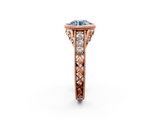Rose gold Bezel Set Fancy Blue Round  Diamond Milgrain Pave Engagement Ring_35