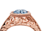 Rose gold Bezel Set Fancy Blue Round  Diamond Milgrain Pave Engagement Ring_37
