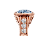 Rose gold Bezel Set Fancy Blue Round  Diamond Milgrain Pave Engagement Ring_38
