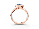 Rose gold Bezel Set Fancy Blue Round  Solitaire Ring with Wide Band 4