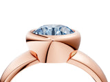 Rose gold Bezel Set Fancy Blue Round  Solitaire Ring with Wide Band 5
