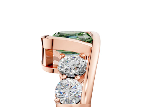 Rose gold Bezel Set Fancy Green Asscher Cut Diamond Split Shank Ring_5