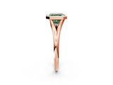 Rose gold Bezel Set Fancy Green Asscher  Cut Solitaire Ring with Tapered Band 3