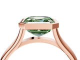 Rose gold Bezel Set Fancy Green Asscher  Cut Solitaire Ring with Tapered Band 5