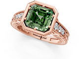 Rose gold Bezel Set Fancy Green Asscher  Diamond Milgrain Pave Engagement Ring_19