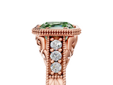 Rose gold Bezel Set Fancy Green Asscher  Diamond Milgrain Pave Engagement Ring_23