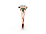 Rose gold Bezel Set Fancy Green Asscher  Solitaire Diamond Ring with Smooth Band 2