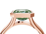 Rose gold Bezel Set Fancy Green Asscher  Solitaire Diamond Ring with Smooth Band 4