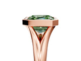 Rose gold Bezel Set Fancy Green Asscher  Solitaire Diamond Ring with Smooth Band 5