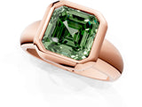 Rose gold Bezel Set Fancy Green Asscher  Solitaire Ring with Wide Band 2
