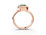 Rose gold Bezel Set Fancy Green Asscher  Solitaire Ring with Wide Band 4