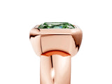 Rose gold Bezel Set Fancy Green Asscher  Solitaire Ring with Wide Band