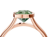Rose gold Bezel Set Fancy Green Cushion  Cut Solitaire Ring with Tapered Band 4