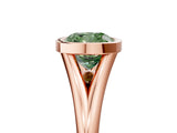 Rose gold Bezel Set Fancy Green Cushion  Cut Solitaire Ring with Tapered Band 5