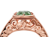 Rose gold Bezel Set Fancy Green Cushion  Diamond Milgrain Pave Engagement Ring_38