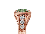 Rose gold Bezel Set Fancy Green Cushion  Diamond Milgrain Pave Engagement Ring_39