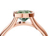 Rose gold Bezel Set Fancy Green Cushion  Solitaire Diamond Ring with Smooth Band 4